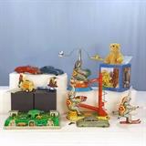 Vintage and Contemporary Pressed Steel Cars, WiND up elephants and other toys, Many With original boxes 