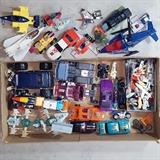 Tray lot of transforming cars and trucks, planes and space crafts figures and,accessories 