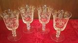 Heisey Low Water Goblets (6”) in orchid pattern.