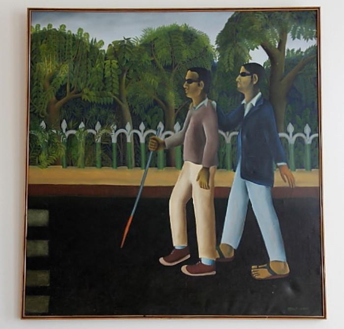 Large original work of art by Swapan Karmakar - purchased in New Delhi in the mid-1980s.