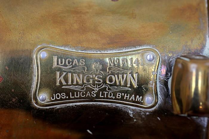 mark on larger lamp -Lucas No . 141 - the King's Own - Joseph Lucas Limited, Birmingham