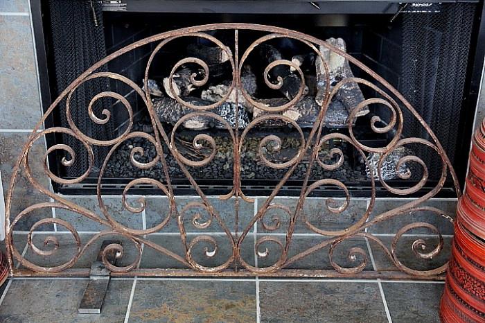 beautiful antique scrolled firescreen, nice patina