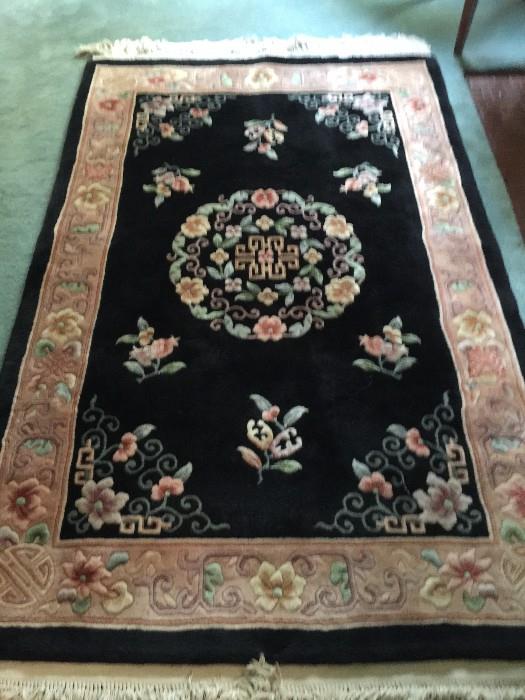 1982  4' x 6' Black Chinese 90 Line Closed Back Rug