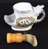 Vintage Ceramic Shaving Mug & Made Rite Brush, Vintage, Collectibles, Household, Antiques, Glass