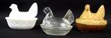 3 Glass Hen Candy Dish Collection, Household, Glass
