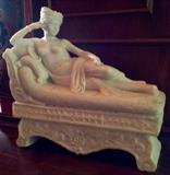 Carved Italian Marble Reclining Woman by M. Passini