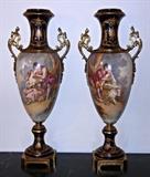 Truly magnificent Sèvres-type garniture urns -- the pictures we took simply don't do them justice.