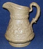 Large Ridgway high relief pitcher -- a must-have for serious collectors of English yellow ware!