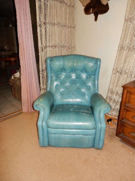 Tufted Turquoise Recliner