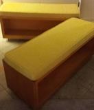 Midcentury double-sided benches with gold cushions