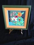 Enameled Copper Floral Picture.