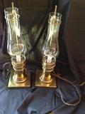 Pair of Brass Hurricane Globe Mining Lamps.