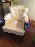 Queen Anne Upholstered Arm Chair.