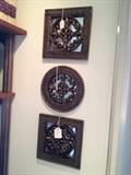 Trio of Mirrored Wall Plaques.