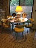 Vintage Cheerful Dinette Table w/Cast Iron Base & Chairs.