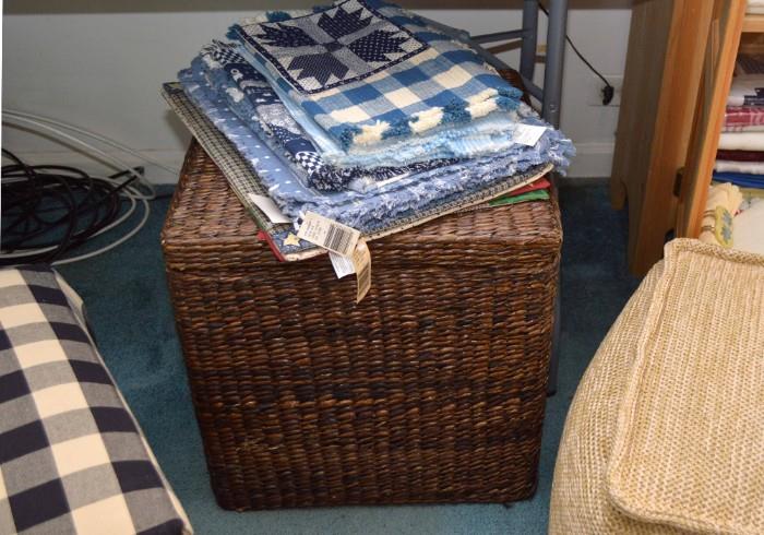 Wicker Trunk and Table Linens