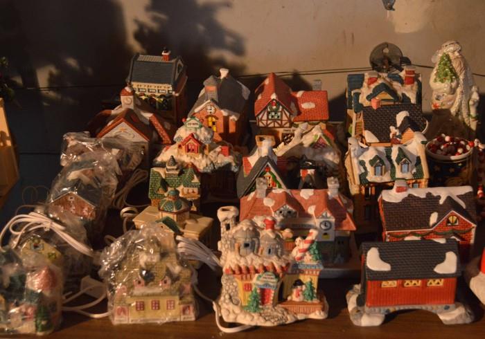 Lots of Light Up Christmas Village Figures