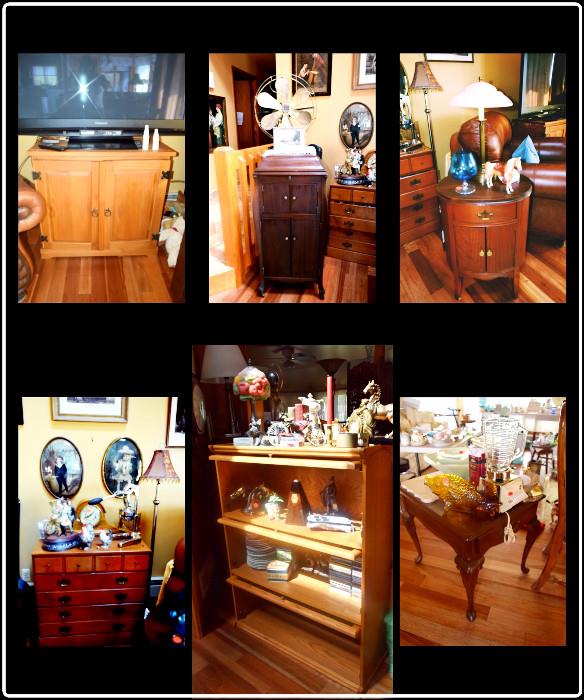 Victor Victrola Floor Model, Old Thomasville Table, Lamps