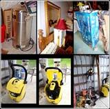 Sprayer, Very Large Coffee Urn, Weed Wackers. Steam Cleaner