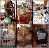 Fire King Green Plates, Pyrex Bowls Cut Glass Lamps, Fender Amps