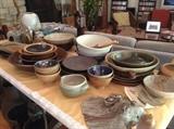 large selection of pottery from Toshiko's students.