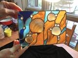 stained glass with assorted shells - very unique