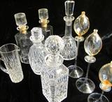 crystal including cork-stoppered decanters
