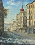 Lot 28: DIMITRI AZAROV, (Russian, 20th/21st century), Chakovsky Street, St. Petersburg, 2005, Oil on canvas, H 23 x W 18 inches
