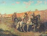 Lot 39: ATTRIBUTED TO ADOLF SCHREYER, (German, 1828-1899), Arabian Horseman, Oil on canvas, H 16 x W 21 inches