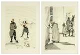 Lot 45: AFTER HENRI TOULOUSE-LAUTREC, (French, 1864-1901), Dresseur de Chiens Dans Les Coulisses, L'Attente, Lithograph, each ed. 107/350 (two works), Each: H 13¾ x W 10 inches