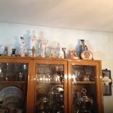 collection of Asian items on top of dining room breakfront (dining room set also for sale)