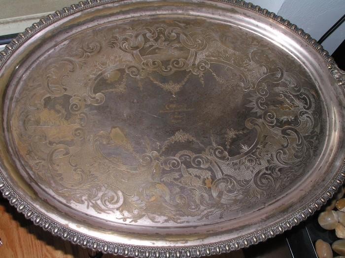 Silver plate platter engraved in 1856