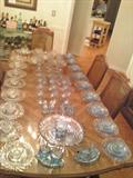 depression glass set: service for 12 plus