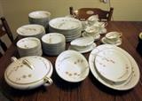Noritake China "Cherry Blossom" #5529.  Complete service for 12. (7-piece place settings).  Plus seven serving pieces.