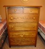 Vintage solid oak 6-drawer chest