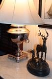 Brass Lamp & Small Statuary