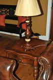1 of a Pair of End Tables and Lamps