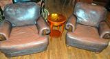 Pair of Small Leather Club Chairs
