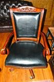 Executive Black Leather Rolling Desk Chair