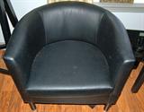 1 of Pair Small Black Leather Chairs