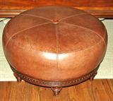Round Leather Ottoman