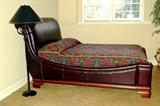 Leather sleigh bed