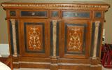 Wood inlay columned entertainment chest--beauty!