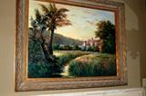 Large pastoral oil painting--lots of original art throughout home!