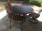O.W. Lee hammered copper patio table with matching chairs - excellent condition