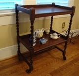 Antique Barley Twist Oak Tea Cart