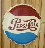 Old Metal Pepsi-Cola Bottle Cap Sign