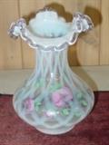 Fenton Opal Vase - Hand Painted & Artist Signed