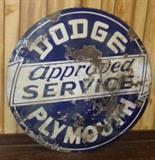 1950's 41" Porcelain Double Sided Dodge Plymouth Dealer Sign