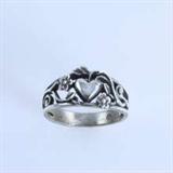 Estate James Avery sterling silver heart & flower ring: size 6 1/4, 3.4 gms